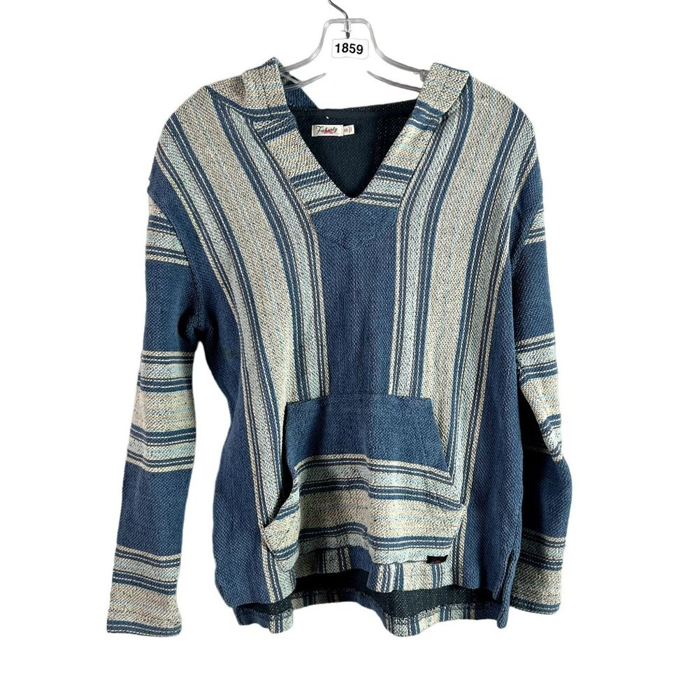 🟣🟣🟣 Faherty Baja Beach Poncho Striped Pullover Hoodie Mens Extra Small
